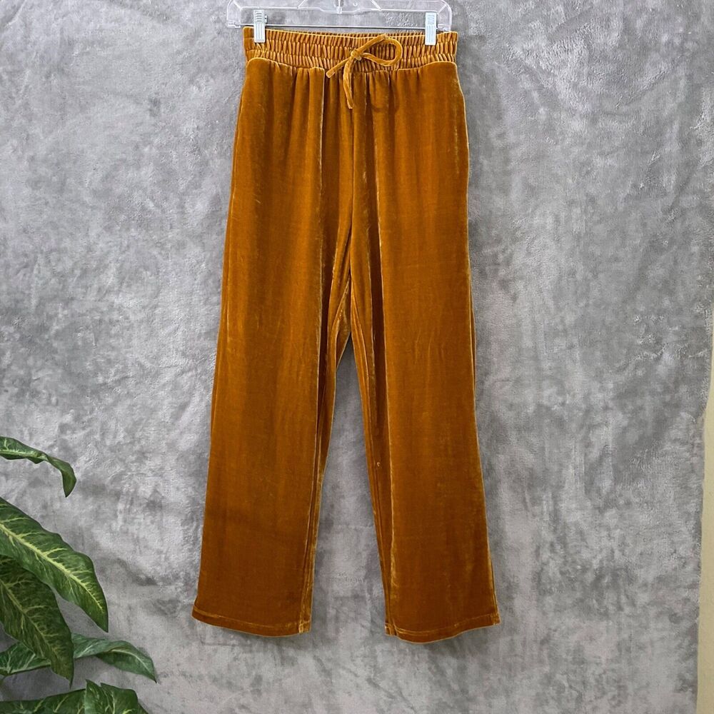 Elodie Velour Pants women’s size small Orange drawstring waist.